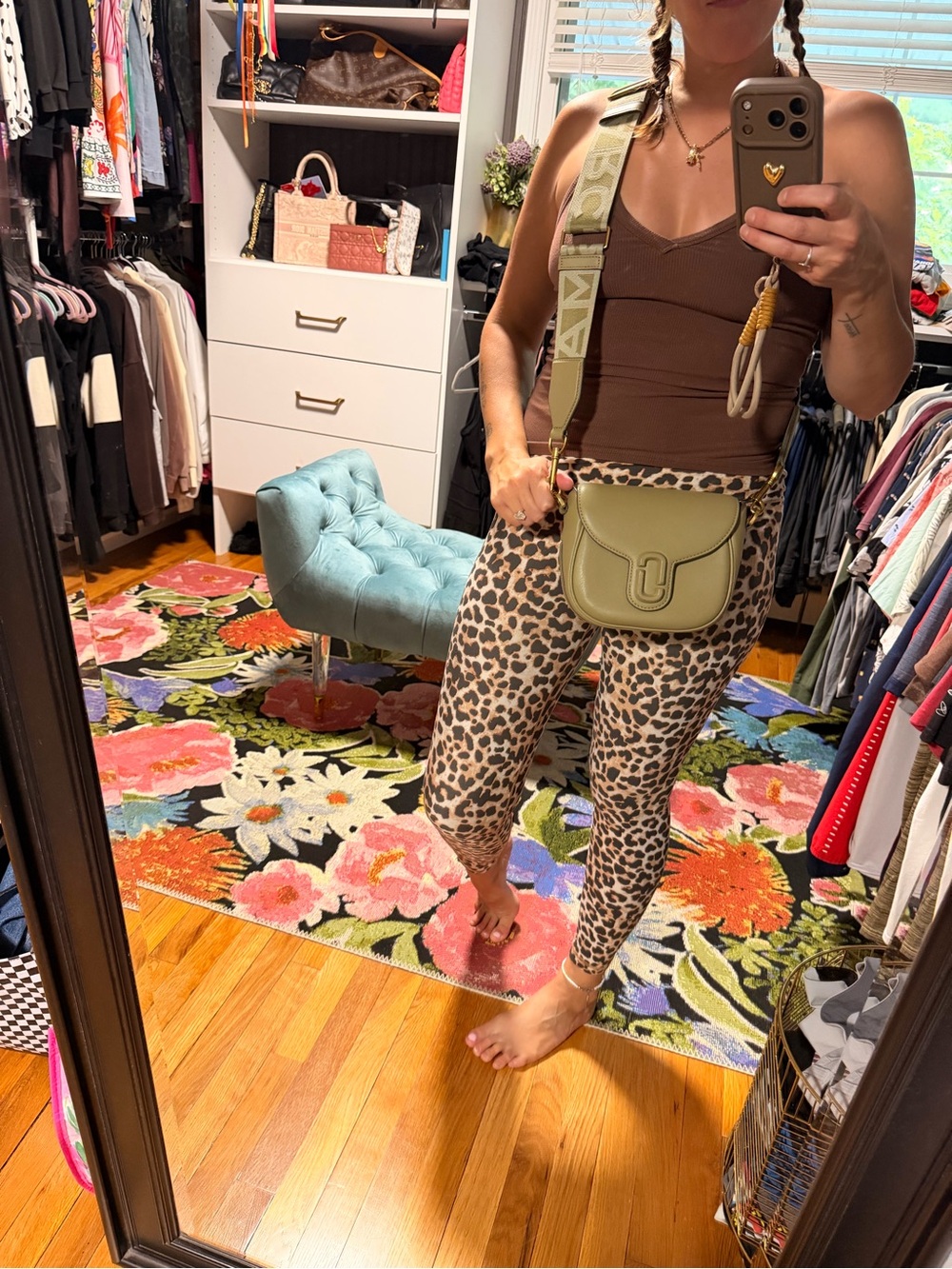 Marc Jacob’s Olive Green Crossbody Bag with Wide Logo Strap